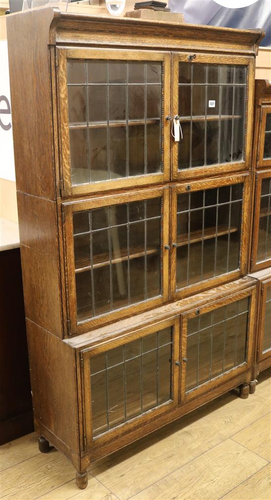 A Minty oak leaded glass bookcase W.90cm
